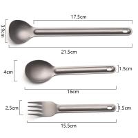 Cuchara De Titanio Con Mango Largo Para Camping Y Picnics Accesorios De Cocina Ambientales Utensilios De Cutlería Con Cuchara Y Fork EDC - details 14