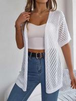 Cárdigans de punto de manga corta de color sólido casual para mujer - details 4