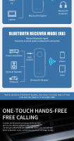 Receptor de Audio con Bluetooth 5,3, transmisor de música estéreo, llamada manos libres, conector AUX de 3,5 MM, adaptador inalámbrico USB Dongle para TV, PC, Kit de coche - details 2