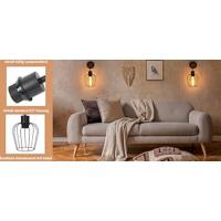 Lámpara de pie vintage de madera con 2 focos, diseño industrial, de metal y madera, incluye interruptor, color negro, casquillo E27, altura: 151 cm, sin bombilla - details 4