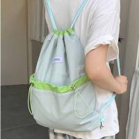 Mochilas con cordón de estilo coreano, diseño de nicho de Color en contraste, bolso de nailon suave ligero, bolso de hombro de gran capacidad de Color sólido - details 12