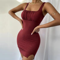 Vestido de punto de tirantes de temperamento Delgado para mujeres - details 3
