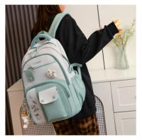 Mochila escolar para niñas adolescentes con diseño de conejo lindo, mochila de moda con contraste de colores, mochila fresca par - details 6