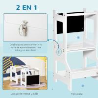 Taburete de Aprendizaje 2 en 1 Versátil para Niños Mayores de 3 Años Escritorio Convertible con Escritura y Barra de Seguridad 42x44x86 cm Gris - details 5