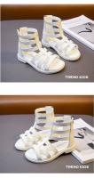 Sandalias de gladiador para niñas, zapatos de princesa con banda estrecha, botas romanas, color blanco y negro, verano 2022 - details 14