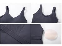 Camiseta sin mangas con estante incorporado, sujetador corto con relleno extraíble, sujetador deportivo tipo palangre para yoga y gimnasio - details 28