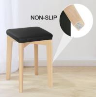Silla de comedor de cocina de madera maciza, taburete de madera apilable con asiento cubierto de PU acolchado, silla tapizada para comedor, 2 uds. - details 6