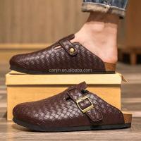 Nuevas zapatillas de corcho gruesas de alta calidad para mujer 36-45, sandalias de cuero tejidas con diseño de moda con hebilla de gran tamaño para hombres, baratas de fábrica - details 1