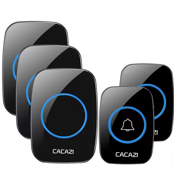 Timbre Inteligente para el Hogar CACAZI Inalámbrico, Resistente al Agua, Alcance de 300m, Enchufe Americano y Europeo, 1,2 Botones, 1,2 y 3 Receptores - 1