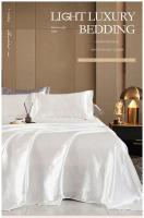 Sábana de Terciopelo Blanco WOSTAR para Cama Doble Queen Tamaño 220x240 Cubierta de Edredón de Lujo para Pareja Individuales Lavable - details 0