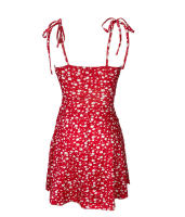 Vestido corto con tirantes florales nuevo estilo francés de verano - details 1