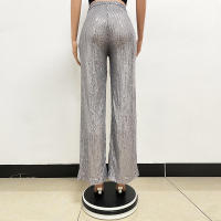Moda femenina New -End Color sólido Pierna ancha con lentejuelas drapeadas Pantalones casuales para mujer - details 52