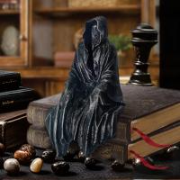 Resin Grim Reaper Sculpture Art Decorative Desk Figure Ornaments Mysterious Man Sitting For Home Desktop Decoration - details 0