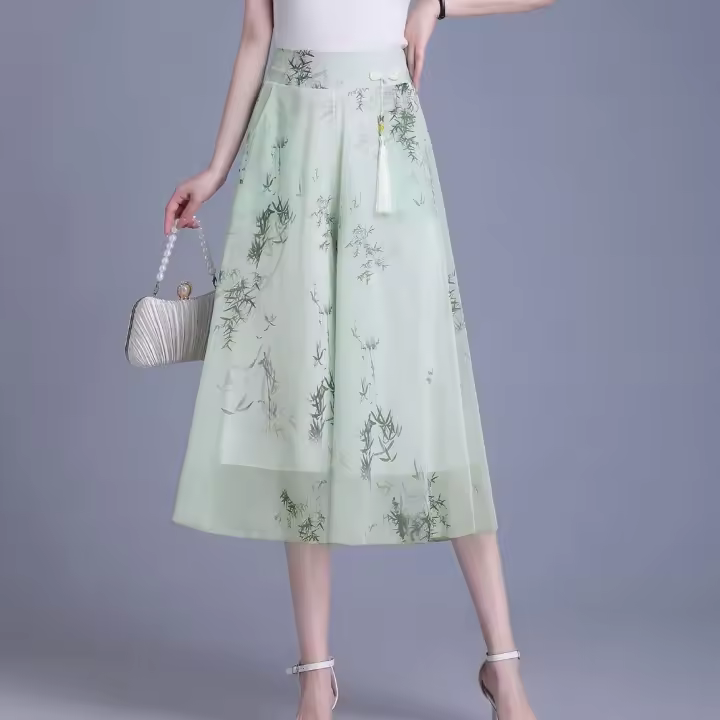 Moda Verano 2025 Pantalones de Cintura Alta y Estilo Chino Adelgazante con Tela de Seda de Hielo - 1