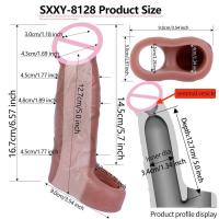 Empaque privado Sexy SXXY Funda realista de silicona suave Extensor de consolador Aumento Retraso de la eyaculación Condón reutilizable Hombres Coqueteando Juguetes sexuales - details 10