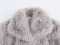 Abrigo de piel sintética para mujer, chaqueta holgada de manga larga con cuello levantado, abrigo grueso de invierno - details 3