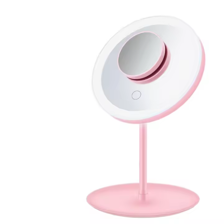Espejo de Vaneo Recargable HD con Luz LED 3 Niveles de Color de Luz Ajustables, 360 Grados de Rotación, 5X de Ampliación - 1