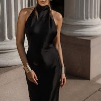 2025 Verano Nueva Moda Satén Sin Espalda Vestido De Temperamento De Color Sólido - details 19