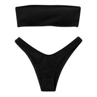 Conjunto Bikini Mujer Push Up Sin Tirantes + Cintura Alta |   Traje de baño acolchado retro de dos piezas |   Traje de baño para playa/natación - details 8