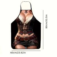 Mujer con temática pirata: elegante delantal de cocina con corsé y cinturón, perfecto para fiestas y cocinar - details 3