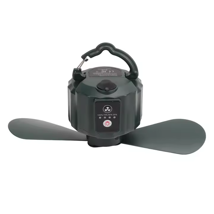 Ventilador de techo para tienda de campaña al aire libre - Ventilador portátil de dos aspas con iluminación - 10400mAh de capacidad USB recargable - Mando a distancia - Camping al aire libre Reunión Escalada - 1