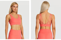 SHINBENE-Sujetador deportivo con tirantes para mujer, sostén deportivo con escote en V, espalda cruzada, acolchado, entrenamiento, Yoga - details 39