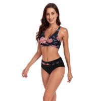 Traje de Baño de Dos Piezas Estilo Vintage Tanga Alto con Impresión Retro Material de Dacron - details 10