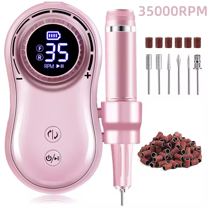Máquina pulidora de uñas con pantalla LCD, herramienta recargable para manicura, portátil, 35000RPM - 1