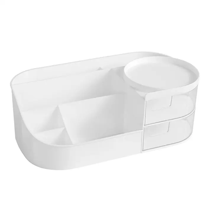 Organizador para el cuidado de la piel, organizador de escritorio de maquillaje con cajones, organizador de encimera para cosméticos, brocha de tocador con soporte L - 1