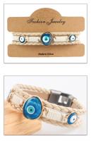 Pulsera de cuentas tejida multicapa de cuero de aleación de ojo azul de estilo turco original - details 5