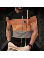 Camiseta de Verano Casual para Hombres Cuello Redondo Manga Corta Estampado a Rayas - details 8