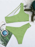 Bikinis negros con Push-Up para mujer, traje de baño de dos piezas recortado con aros, conjunto de Bikini con hombro descubierto, ropa de playa Sexy - details 6