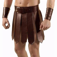 Falda de cinturón de batalla de gladiador de la legión romana antigua para hombres y mujeres, vestido de armadura de cuero PU Steampunk, traje de Cosplay de LARP griego Medieval - details 3