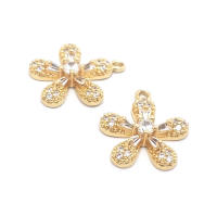 Colgantes de latón y circonita de Color dorado de 18K, varios dijes de flores, joyería artesanal de alta calidad, accesorios para collar y pendientes - details 12