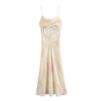 Vestido de seda satinada moda verano 2024 Estilo casual para mujer en vacaciones con corbata teñida rocío - details 2