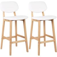 Bien Acolchado Asiento y Respaldo de Cuero Artificial Silla de Diseño Madera Blanco - details 0