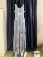 Vestido Largo De Corte Ancho Con Estampado De Plumas Y Cuello En V Sin Mangas Para Mujer Vestido Elegante Para El Escritorio Estilo Verano - details 5