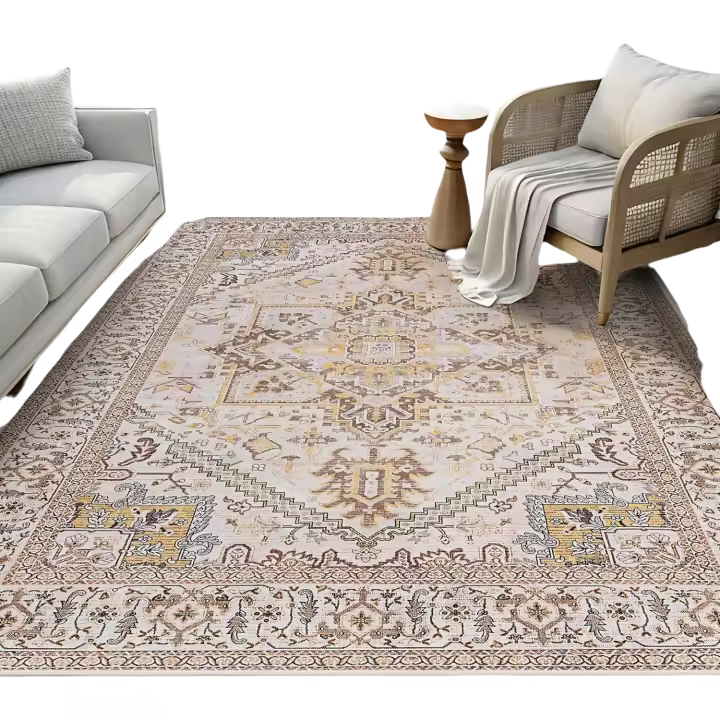 Alfombra de Estar Vintage 160X230cm Alfombra Antideslizante Lavable para Dormitorio - 1