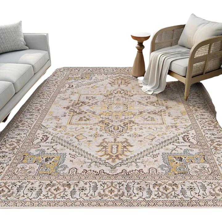 Alfombra de Estar Vintage 160X230cm Alfombra Antideslizante Lavable para Dormitorio - 1
