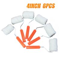 Juego de mini rodillos de pintura de 6 piezas, rodillos de tela de 4 pulgadas con mangos de metal y plástico, ideales para paredes, pintura de látex, pisos y reacondicionamiento de muebles - details 0