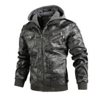CHAIFENKO Chaqueta de Cuero Camuflaje Grueso Abrigo de Ocio de Invierno con Gorra Desmontable - details 3