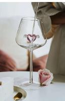 Gran capacidad 3D Dia Rosa de cristal con alas de corazón incorporado copas de vino tinto copas copas regalo 1 PC - details 3