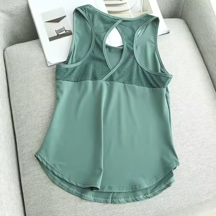 Camiseta Deportiva de Malla Delgada Sin Mangas, Secado Rápido, Perfecta para Yoga, Correr, Fitness - 1