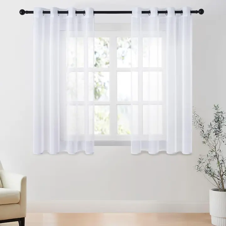 Cortinas de Salón Modernas Blancas Pieza Única 300x225 CM Ultra Ancho Transparentes con Ojales - 1