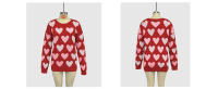 Suéter de punto para el día de San Valentín para mujer - Jersey de manga larga con cuello redondo y diseño de perlas y corazones, prendas de punto informales y acogedoras para invierno - details 11