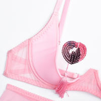 Conjunto de Sujetador Transparente con Borlas de Cuatro Piezas Lencería Sexy para Mujeres - details 20