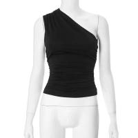Camiseta sin mangas con espalda descubierta y un solo hombro, color caramelo, Ustada, sexy, sin cuello, casual - details 23