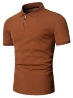 Camiseta polo de manga corta de color sólido con solapa para hombre, top de ajuste informal, ropa para hombre - details 1