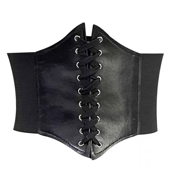 Espartilho feminino punk preto cinto largo de couro emagrecimento cintos de cuerpo para mujeres fajas elástico cinto de ci