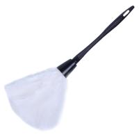 Plumero de plumas de pavo con mango de plástico negro, herramienta de limpieza (blanco), 35cm, 1 unidad - details 1
